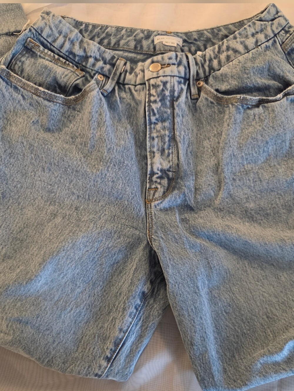 Good American Good 90's Loose Jeans High Rise Baggy Raw Hem Eco Cotton, 10/30 - Picture 9 of 15